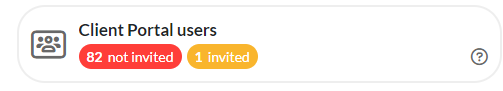 Client Portal users widget showing 82 not invited and 1 invited