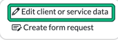 Bulk actions menu with Edit client or service data highlighted