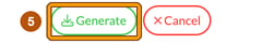 Generate and Cancel buttons at the foot of Import File Creation with Generate highlighted as step 5