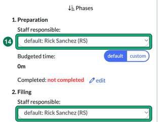 Phases for Limited Company Accounts with the staff responsible for Preparation highlighted as step 14 and the staff responsible for Filing highlighted
