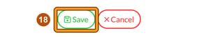 Save and Cancel buttons at the bottom of Create new client, with Save highlighted as step 18