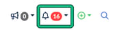 Top bar with the notifications bell and its count highlighted