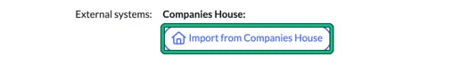 Client General info step with the Import from Companies House button highlighted