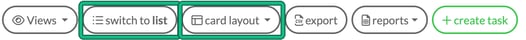 Jobs toolbar with switch to list and card layout highlighted