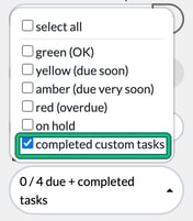 Due state filter with only completed custom tasks ticked and highlighted