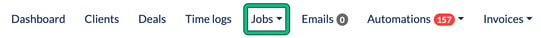 Engager top bar with Jobs highlighted